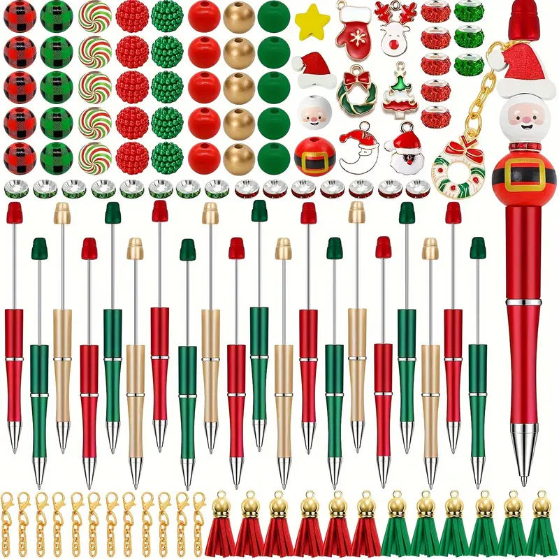 104-Piece Festive Christmas DIY Bead Pen Set