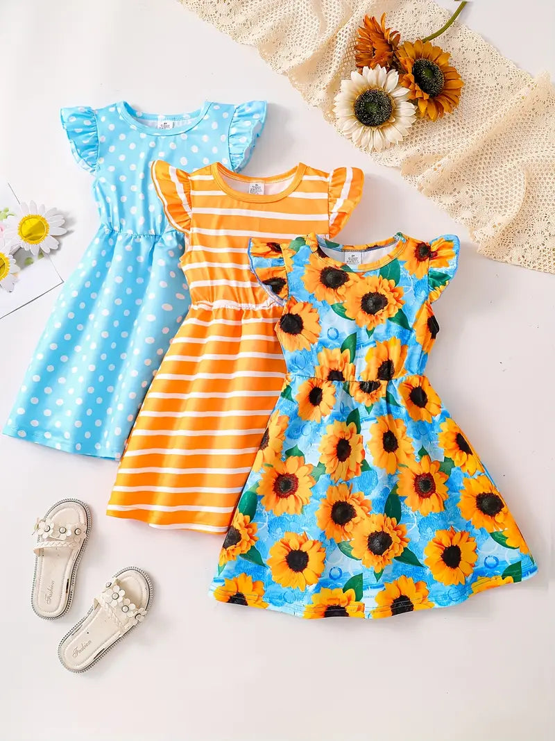 Girls' Summer Fashion 3pcs Dress set