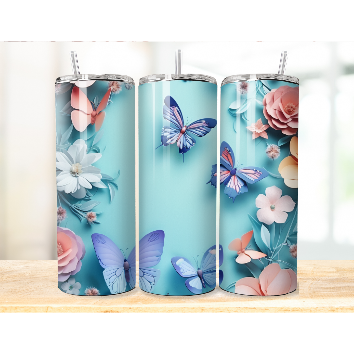 20 oz Tumbler Blue Butterfly