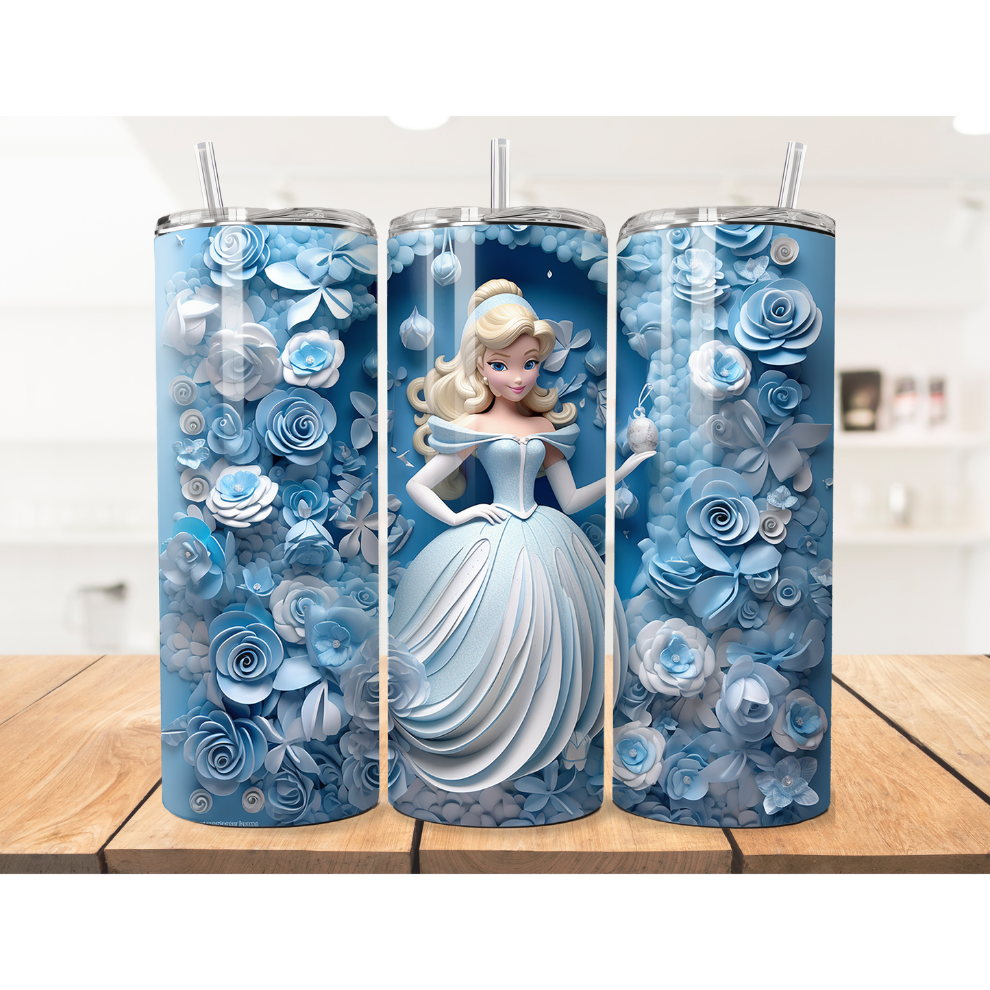 Blue Floral Elsa 20 oz Tumbler