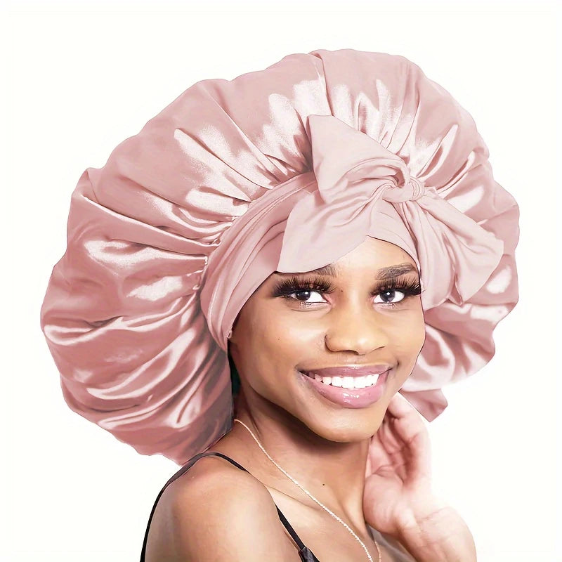 Satin Bonnet for Sleeping - Adjustable, Soft Bonnet with Tie Band