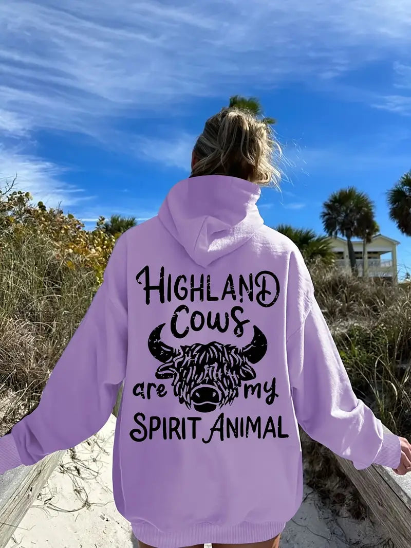 Highland Cow Graphic Hoodie Sweatshirt Size 16-24