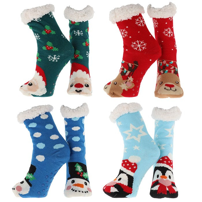Ladies Nuzzles Slipper Socks Sherpa Fleece Lined with grips OPTIONS