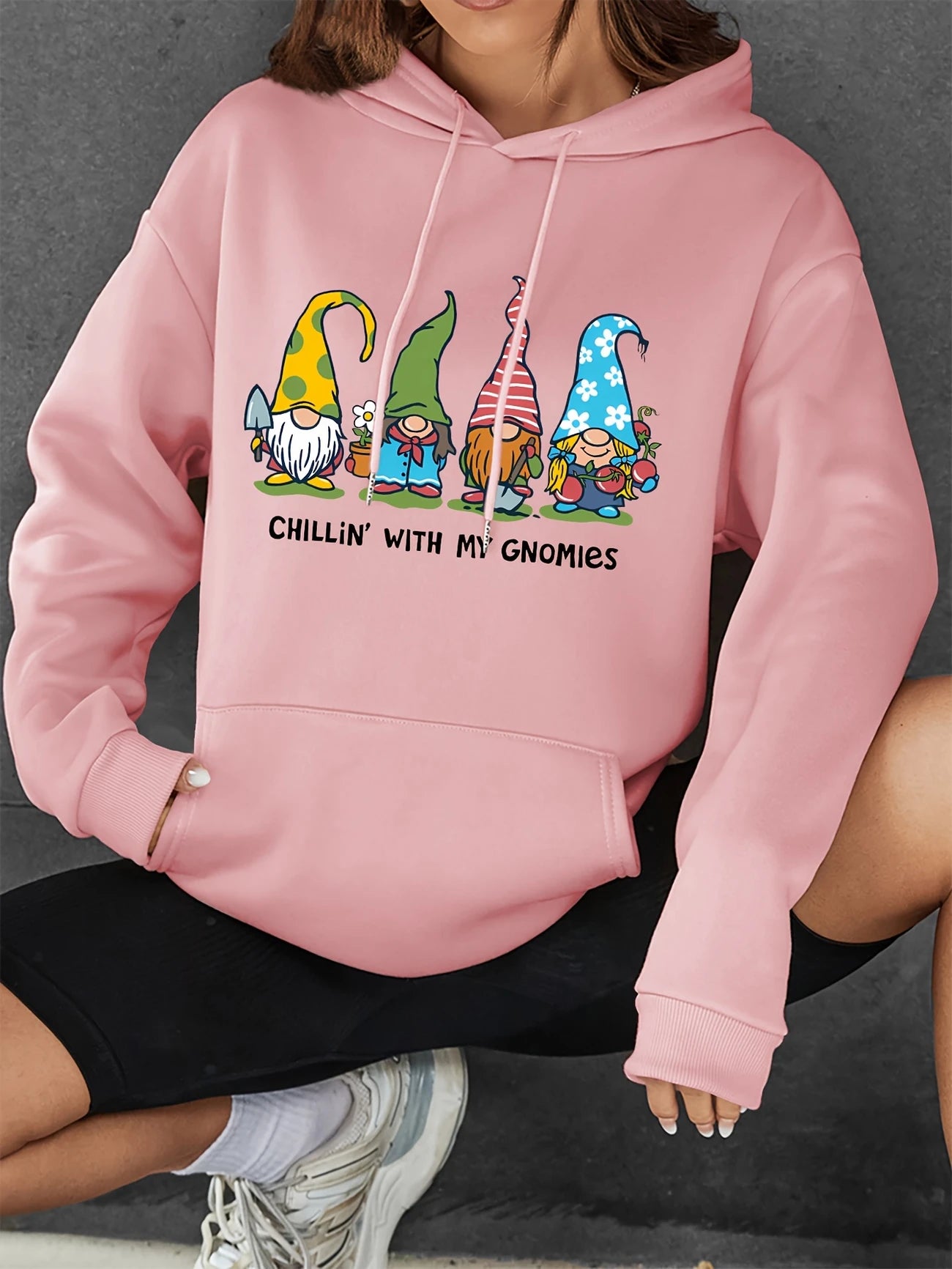 "Chillin' with My Gnomies" Graphic Print Hoodie 8 - 24 Curve