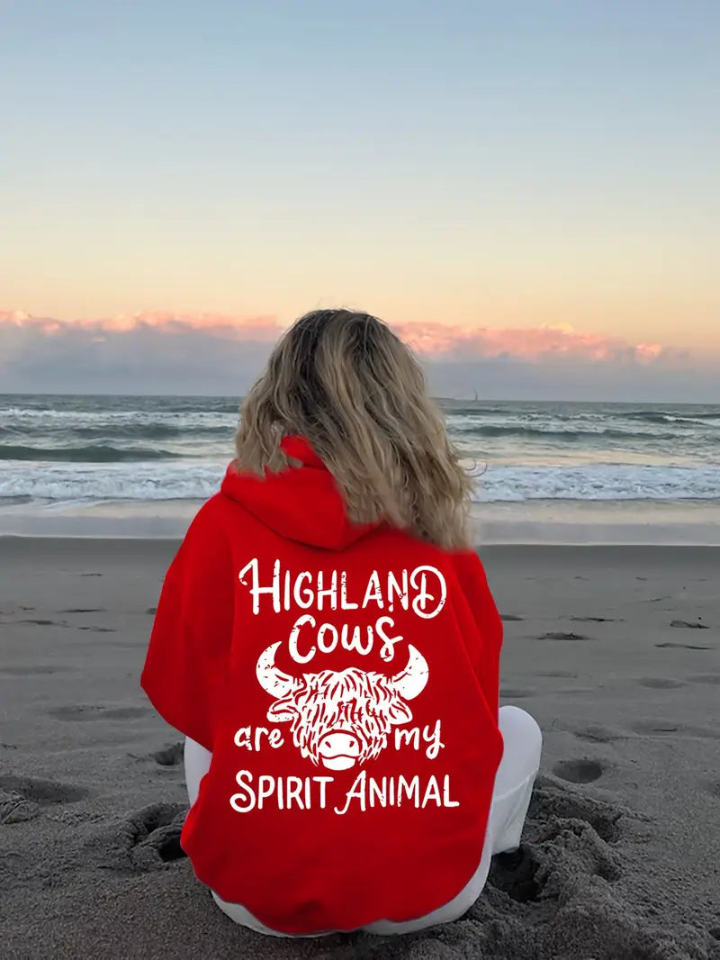 Highland Cow Graphic Hoodie Sweatshirt Size 16-24