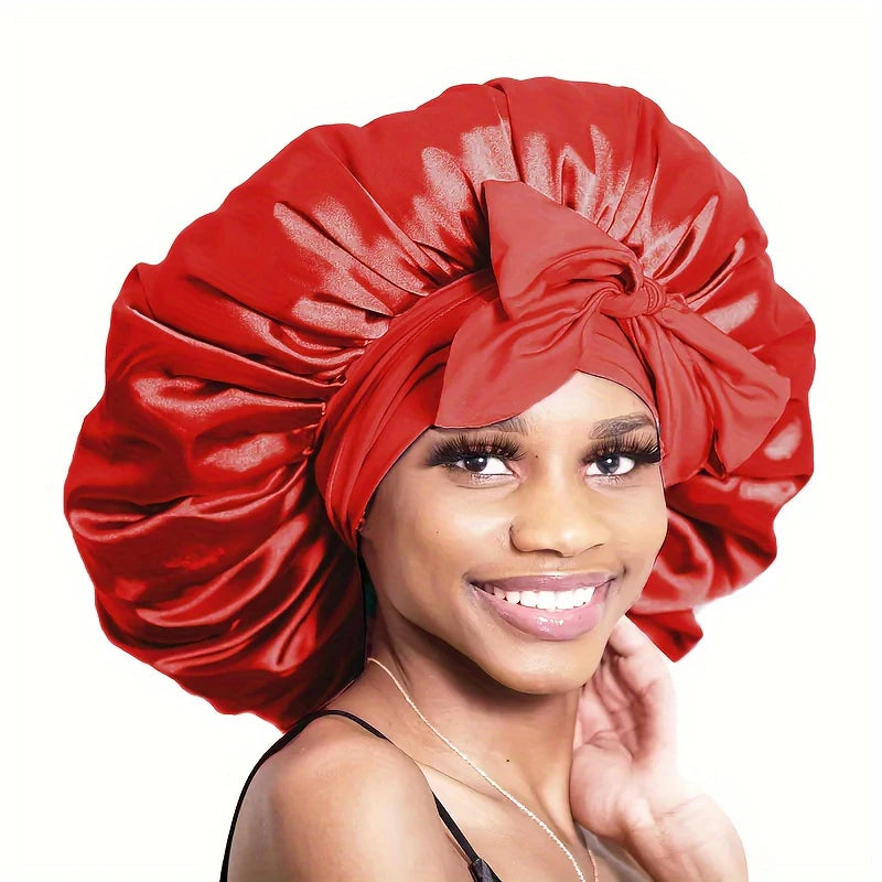 Satin Bonnet for Sleeping - Adjustable, Soft Bonnet with Tie Band