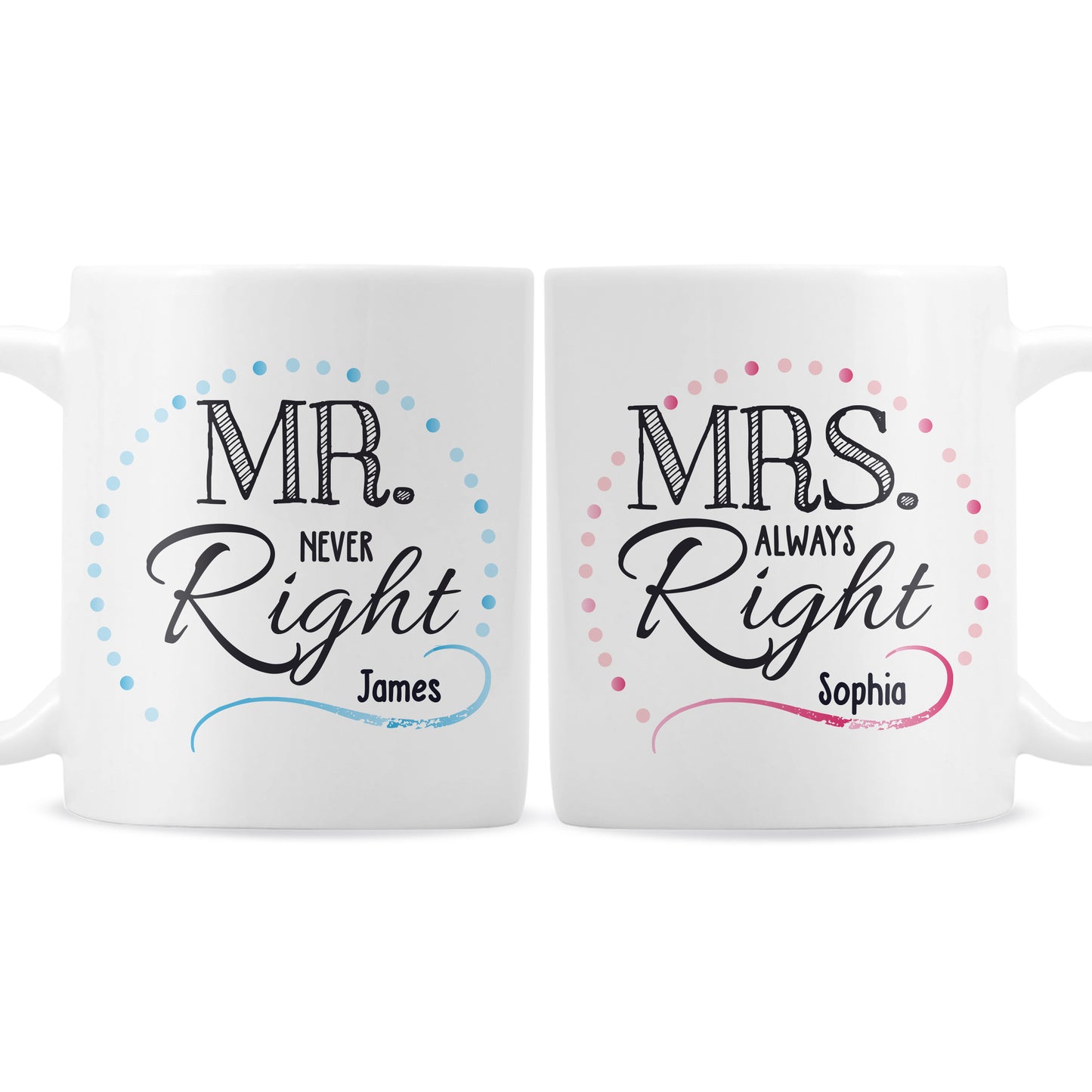 Personalised Mr & Mrs Right Mug Set