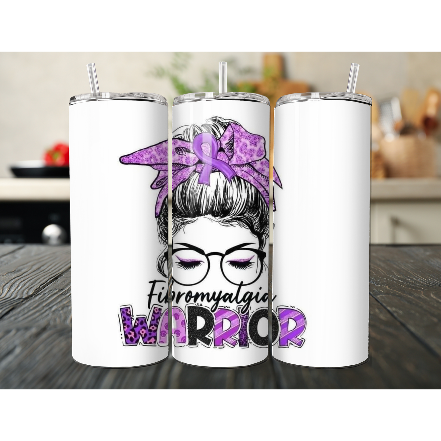 20 oz Tumbler Fibro warrior Purple