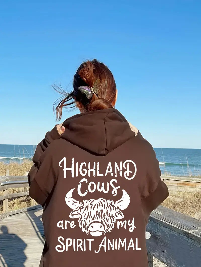 Highland Cow Graphic Hoodie Sweatshirt Size 16-24