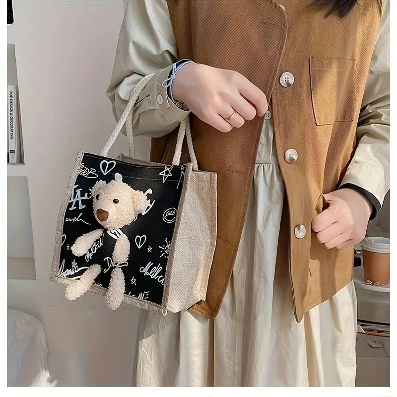 Cute 3D Teddy Bear Design Tote Bag