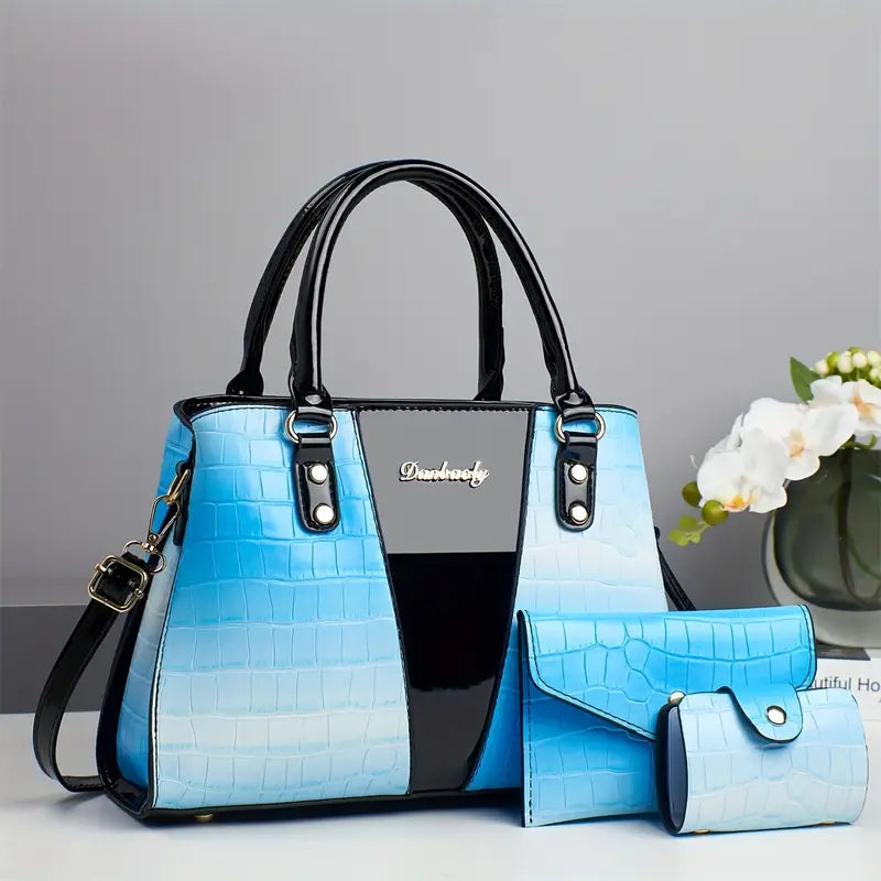 Stone Pattern Color-Matching Handbag and purse