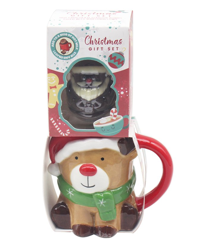 REINDEER MUG GIFT WITH CHOC BOMB