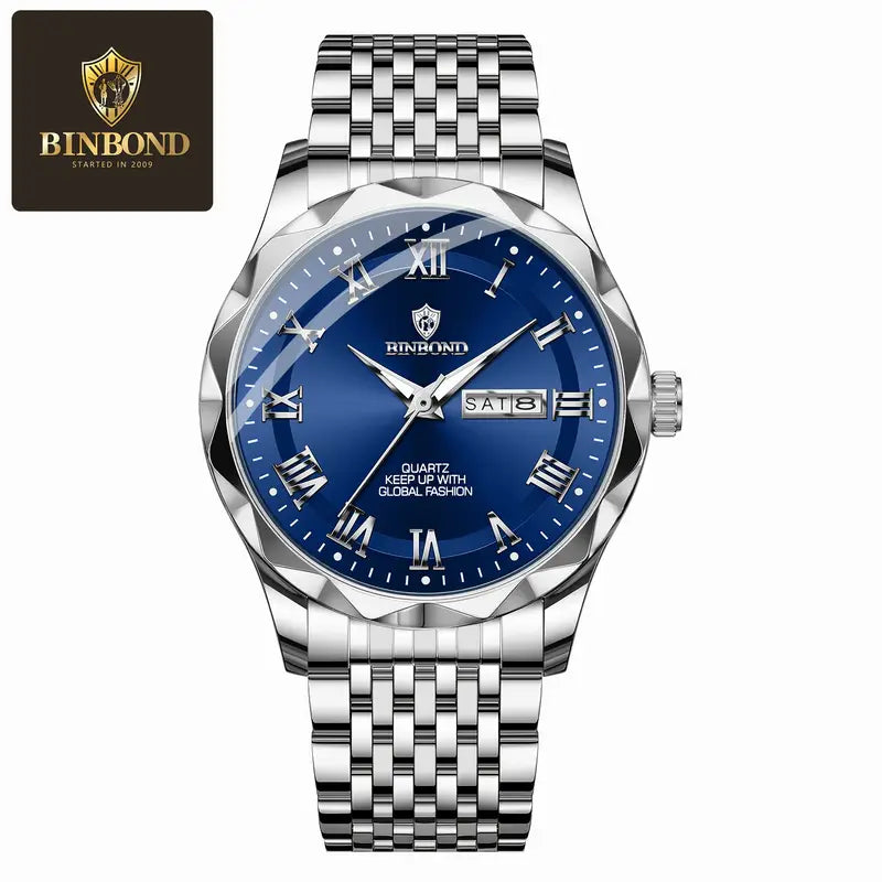 Men's Watch Quartz Watch - Luxury Waterproof Stainless Steel Wristwatch