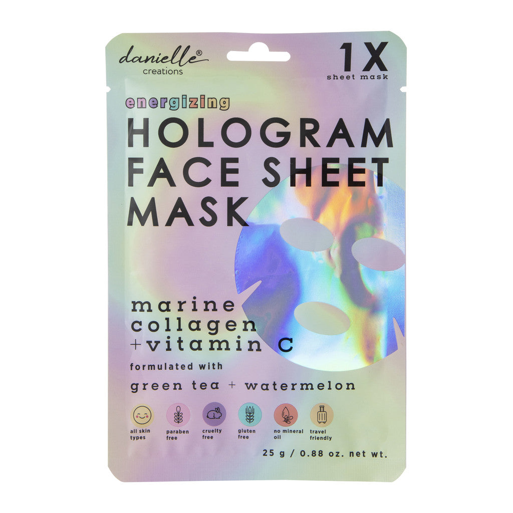 1 pc Hologram Face Sheet Mask with marine collagen + vitamin C