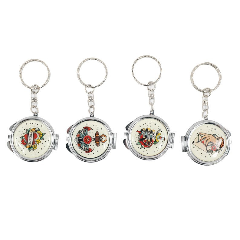 Retro Tattoo Keyring with Mirror