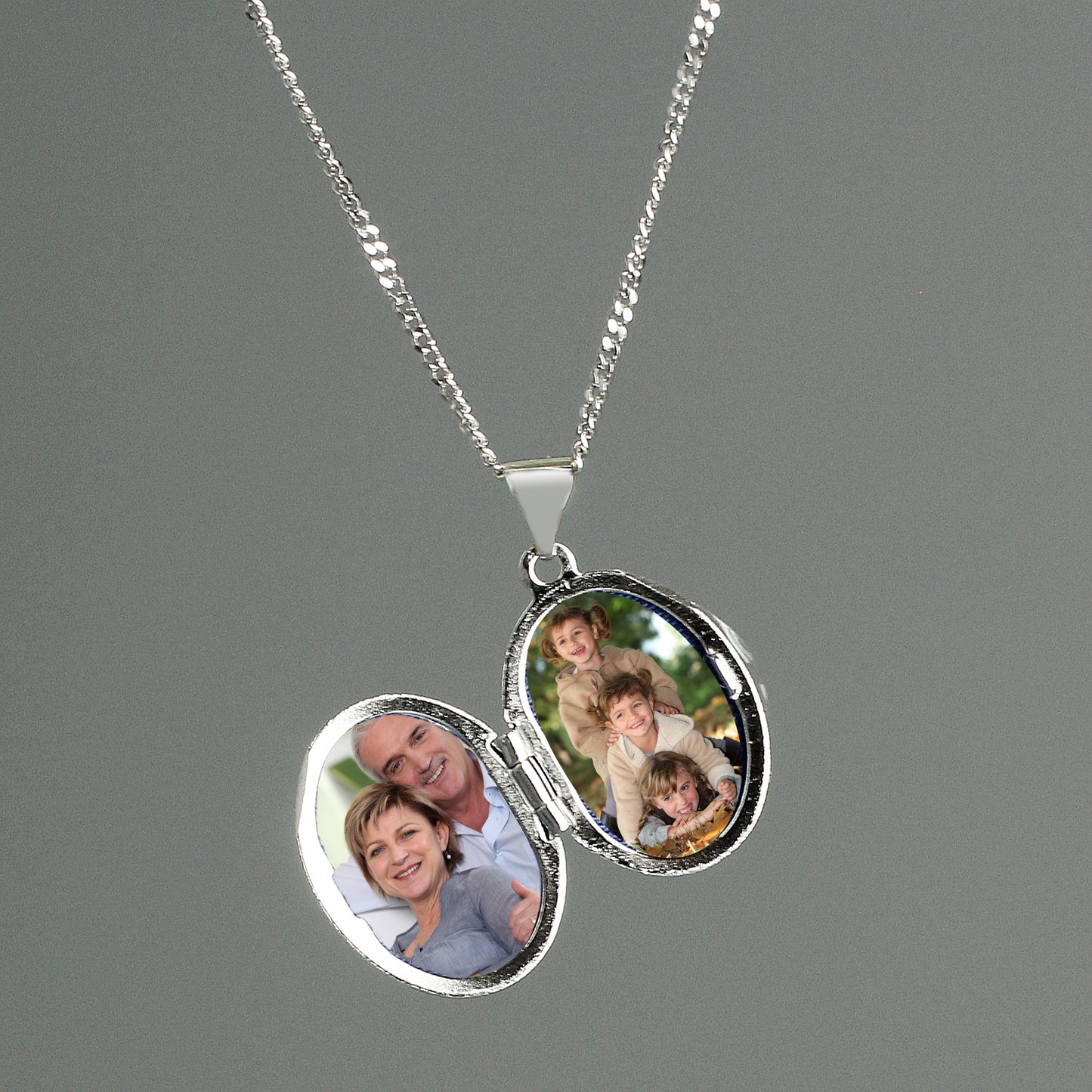 Personalised Name Only Sterling Silver Oval Locket Necklace