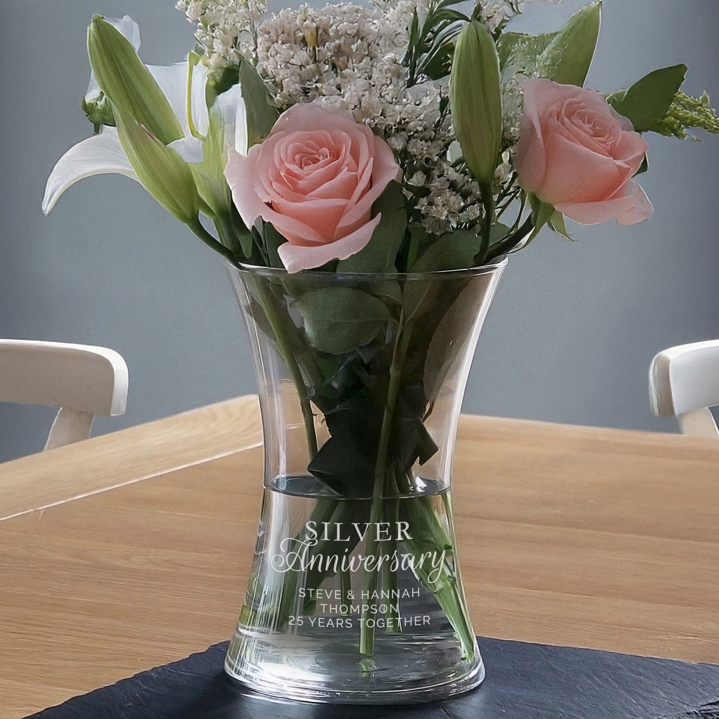 Personalised 'Silver Anniversary' Glass Vase