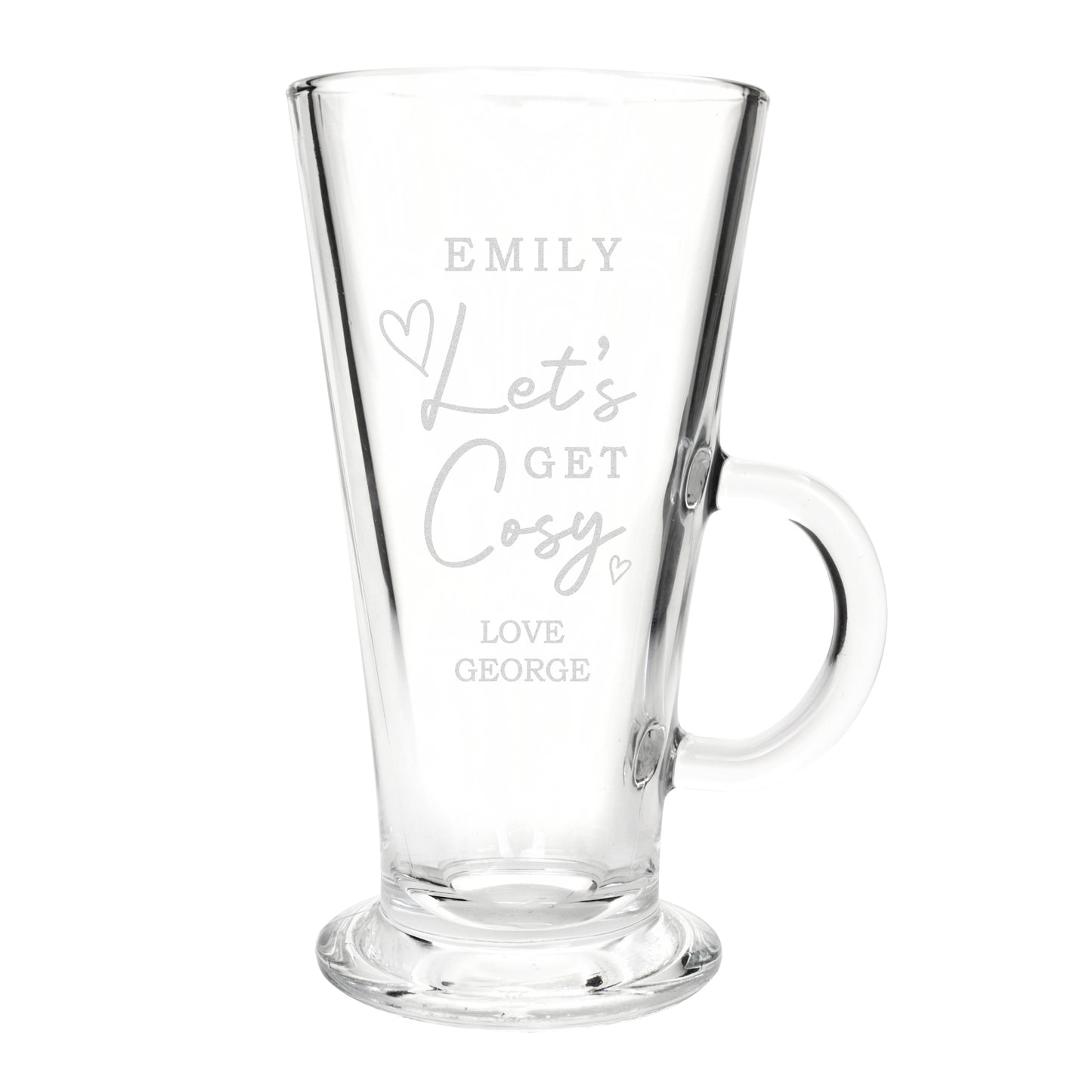 Personalised Get Cosy Latte Glass