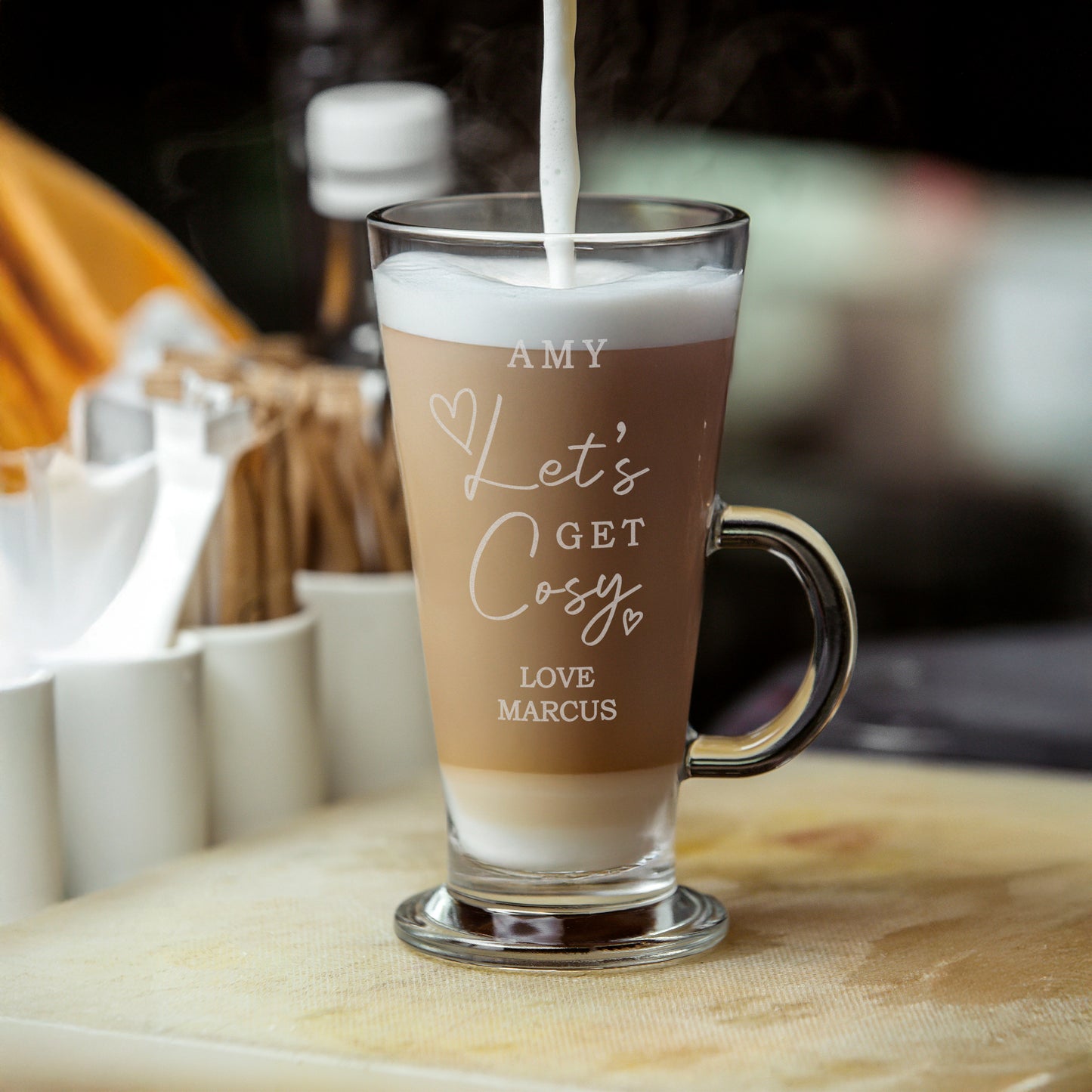 Personalised Get Cosy Latte Glass