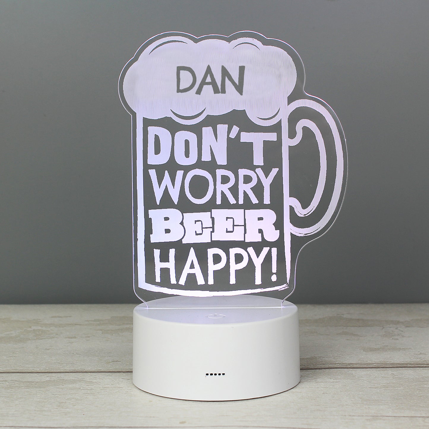 Personalised ""Beer Happy"" LED Colour Changing Light
