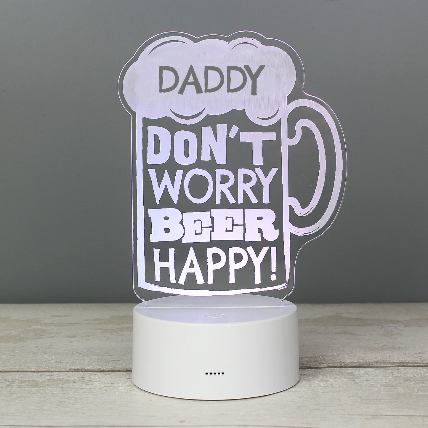 Personalised ""Beer Happy"" LED Colour Changing Light