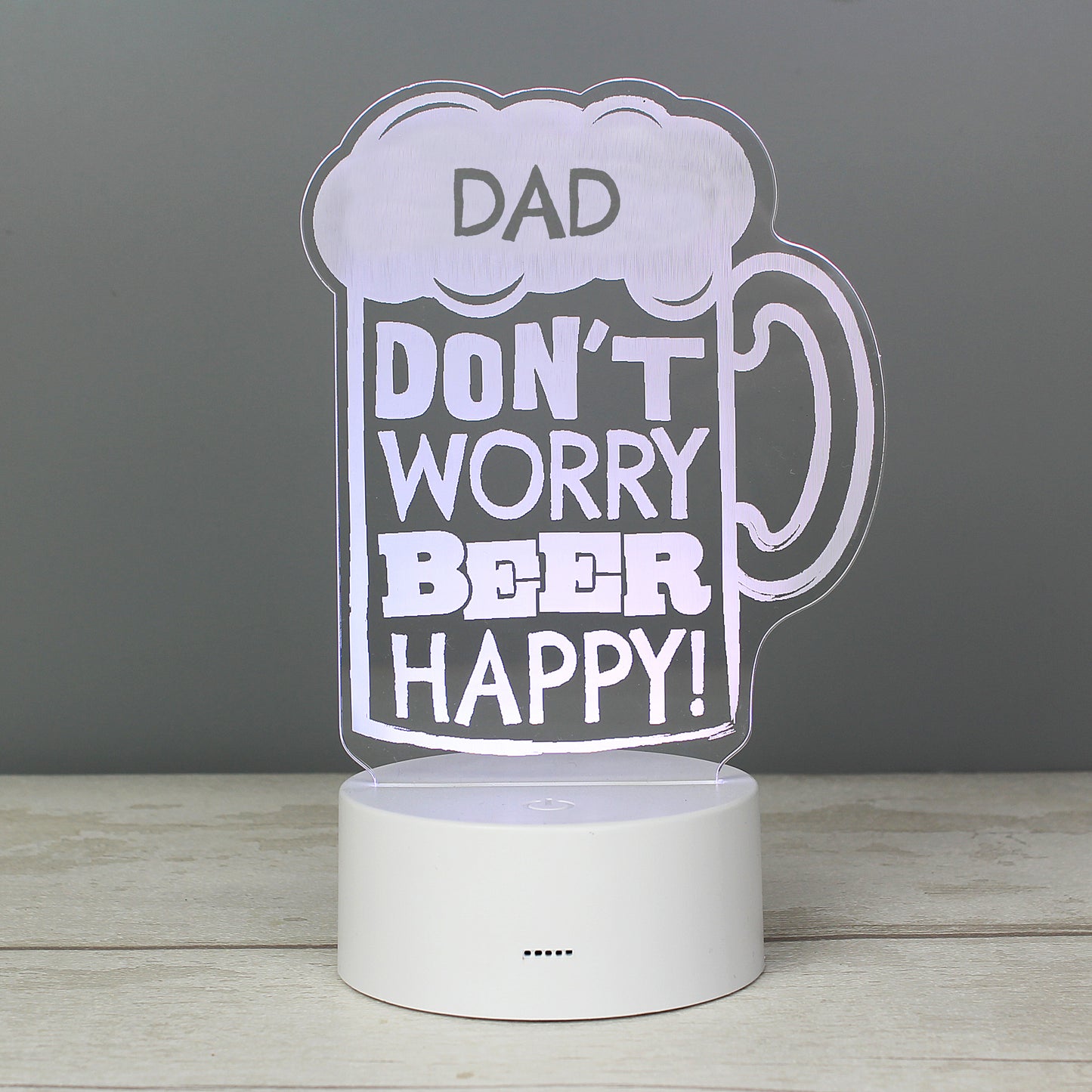 Personalised ""Beer Happy"" LED Colour Changing Light