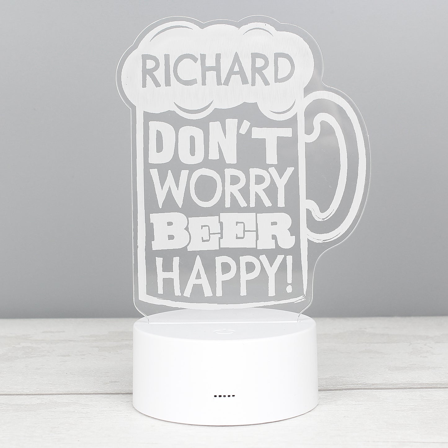 Personalised ""Beer Happy"" LED Colour Changing Light