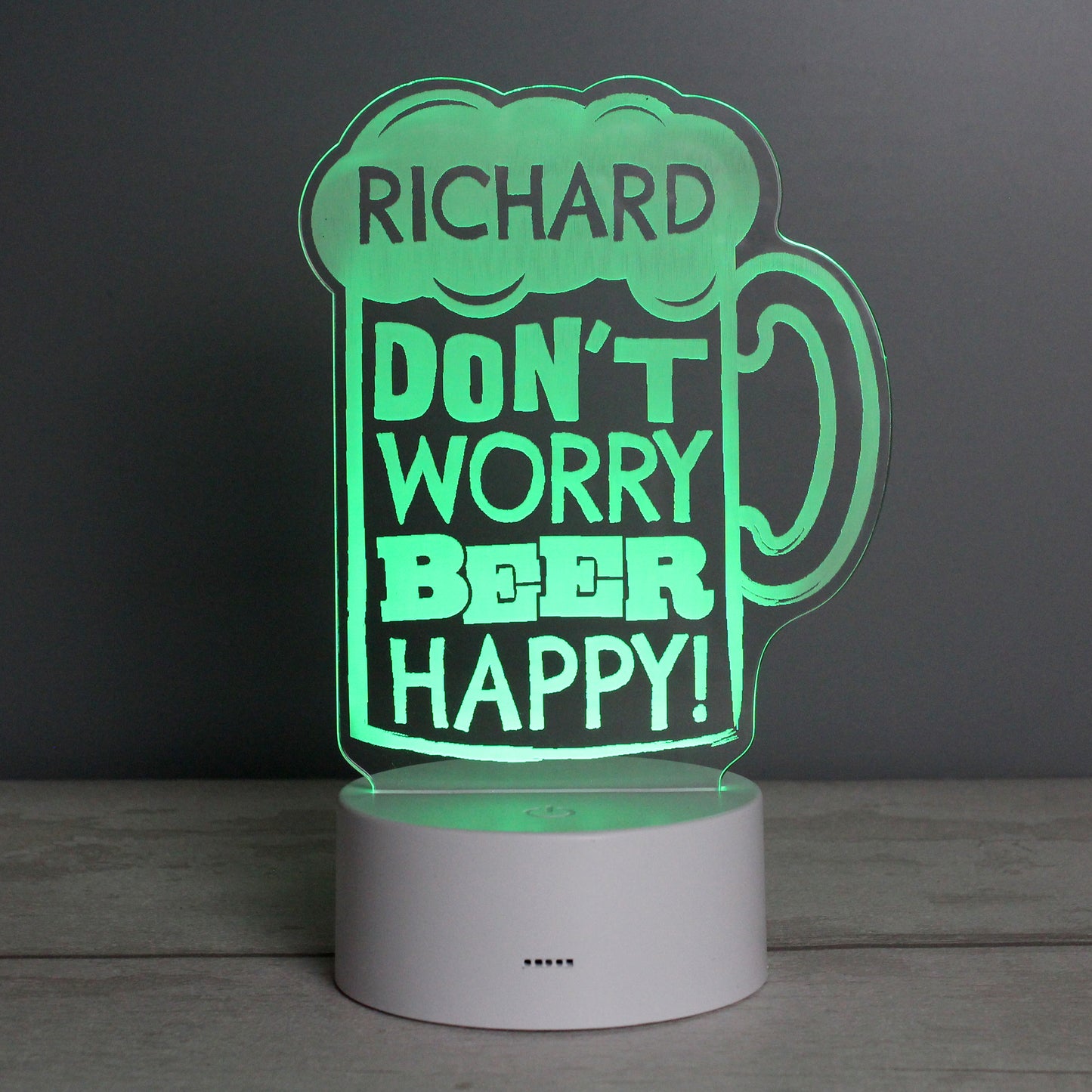 Personalised ""Beer Happy"" LED Colour Changing Light