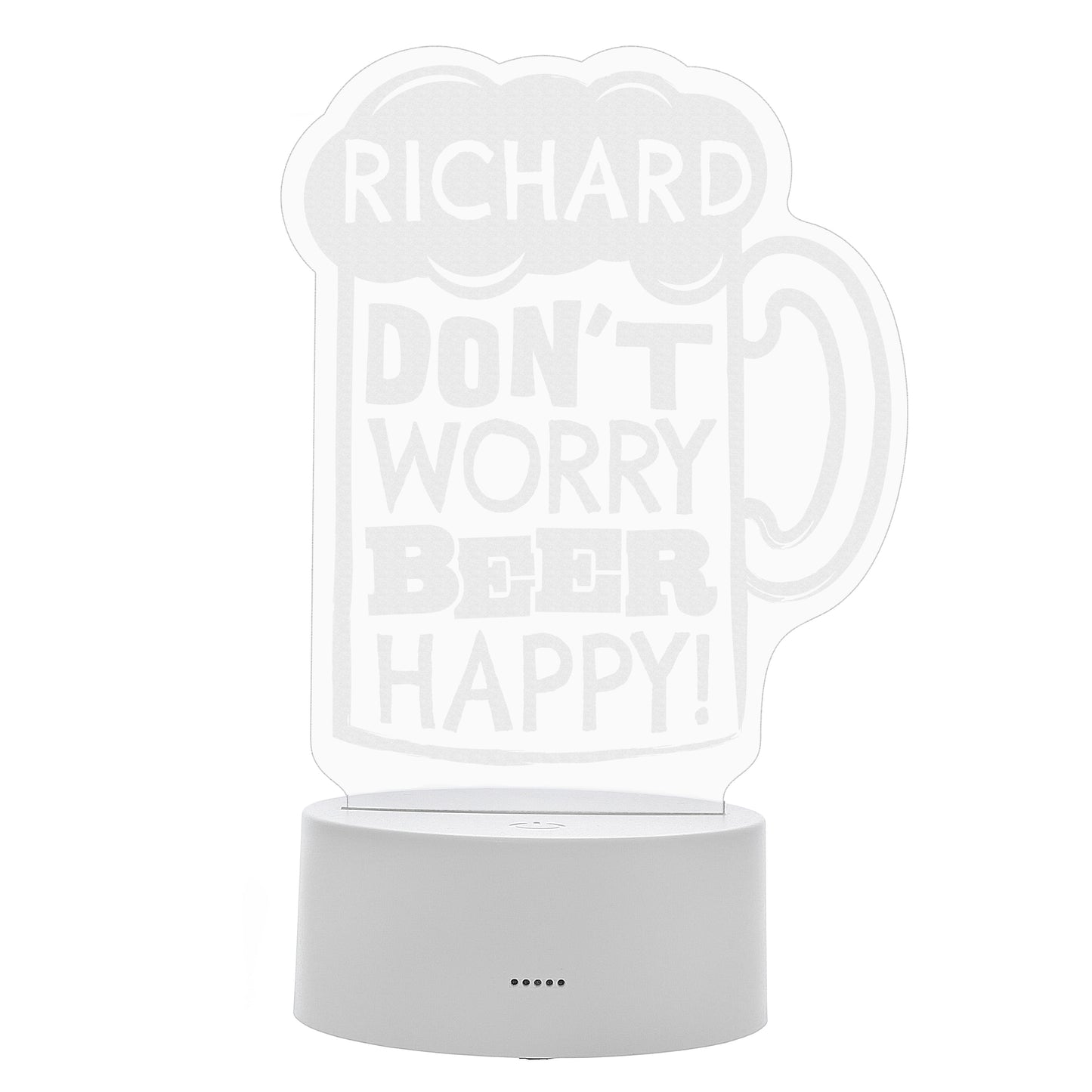 Personalised ""Beer Happy"" LED Colour Changing Light