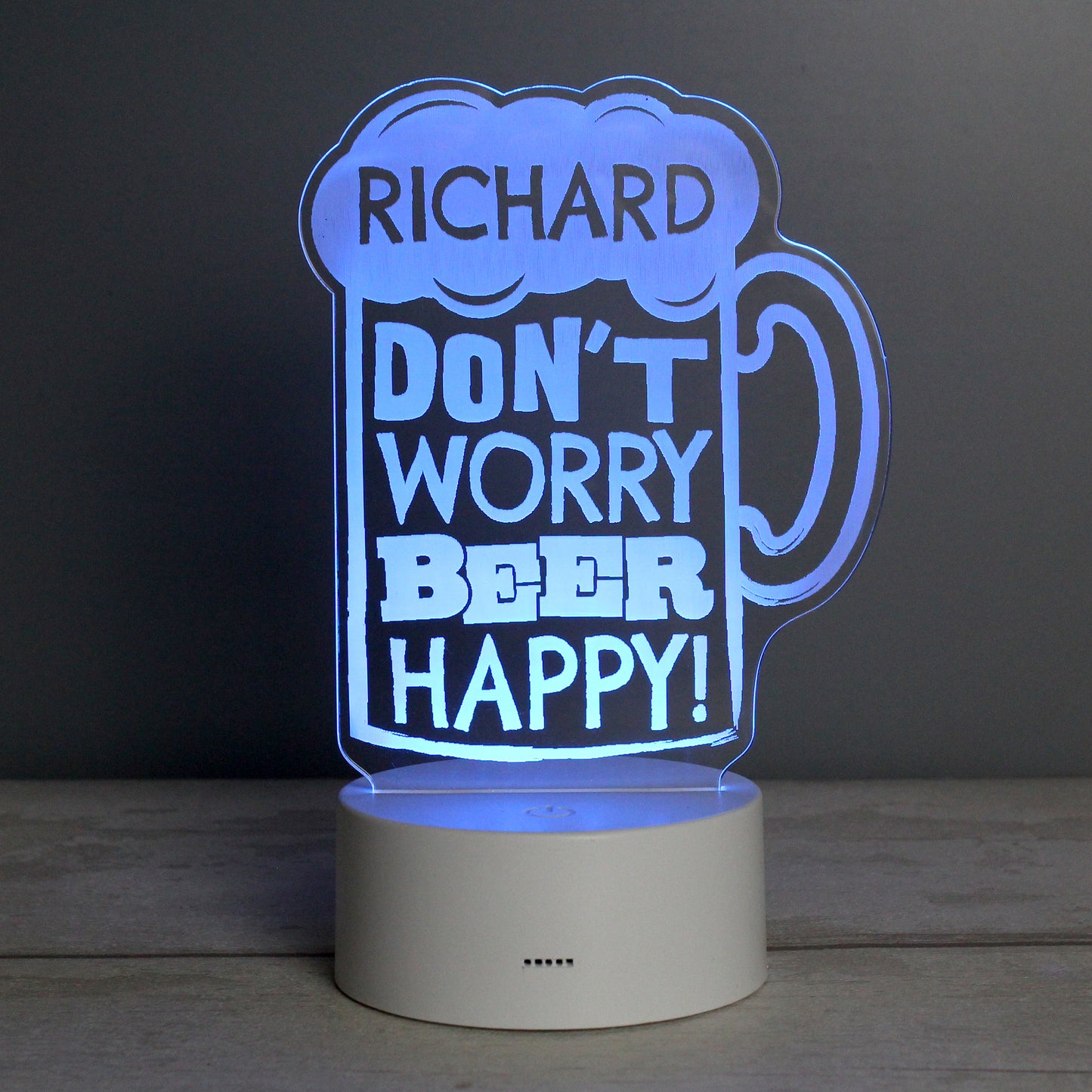 Personalised ""Beer Happy"" LED Colour Changing Light