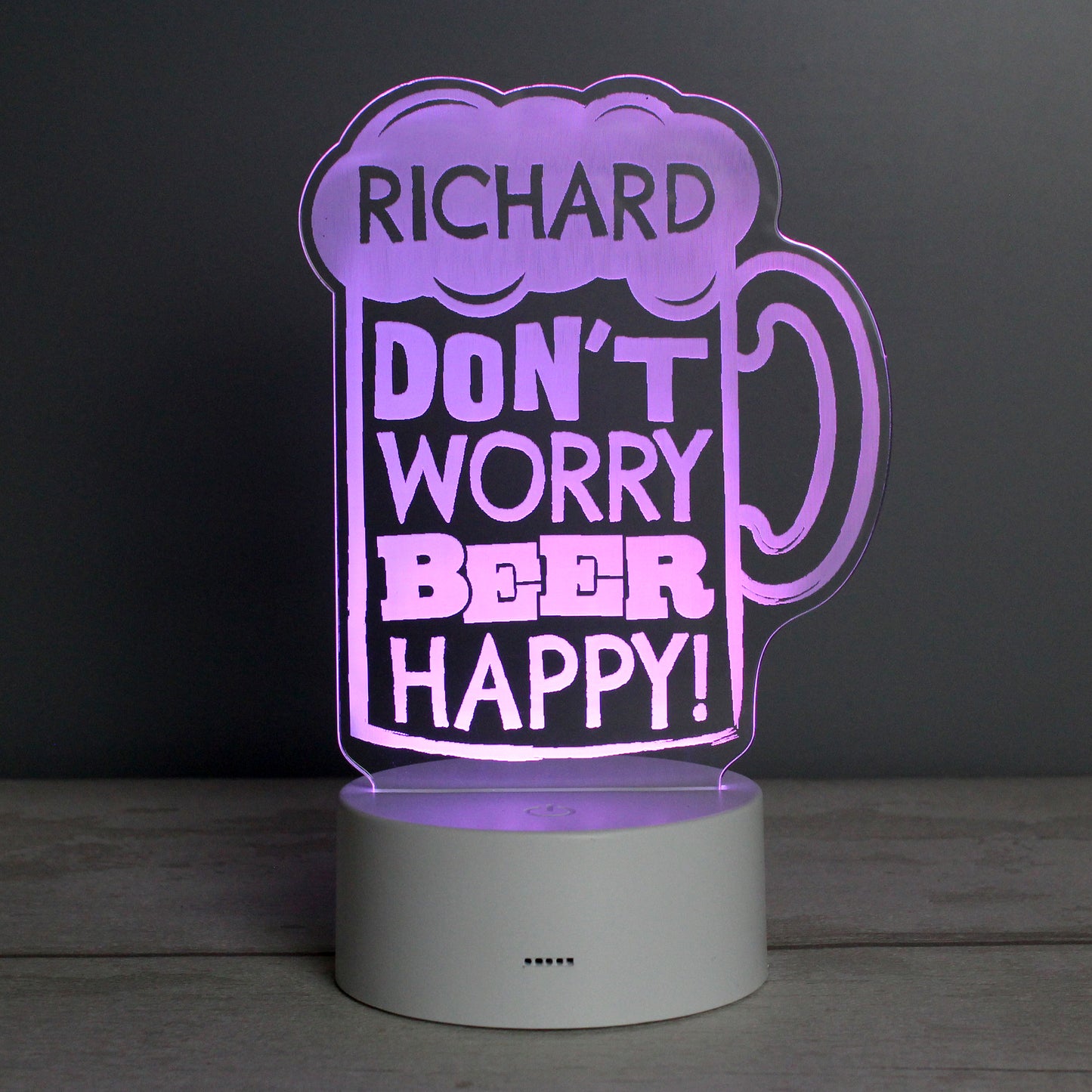 Personalised ""Beer Happy"" LED Colour Changing Light