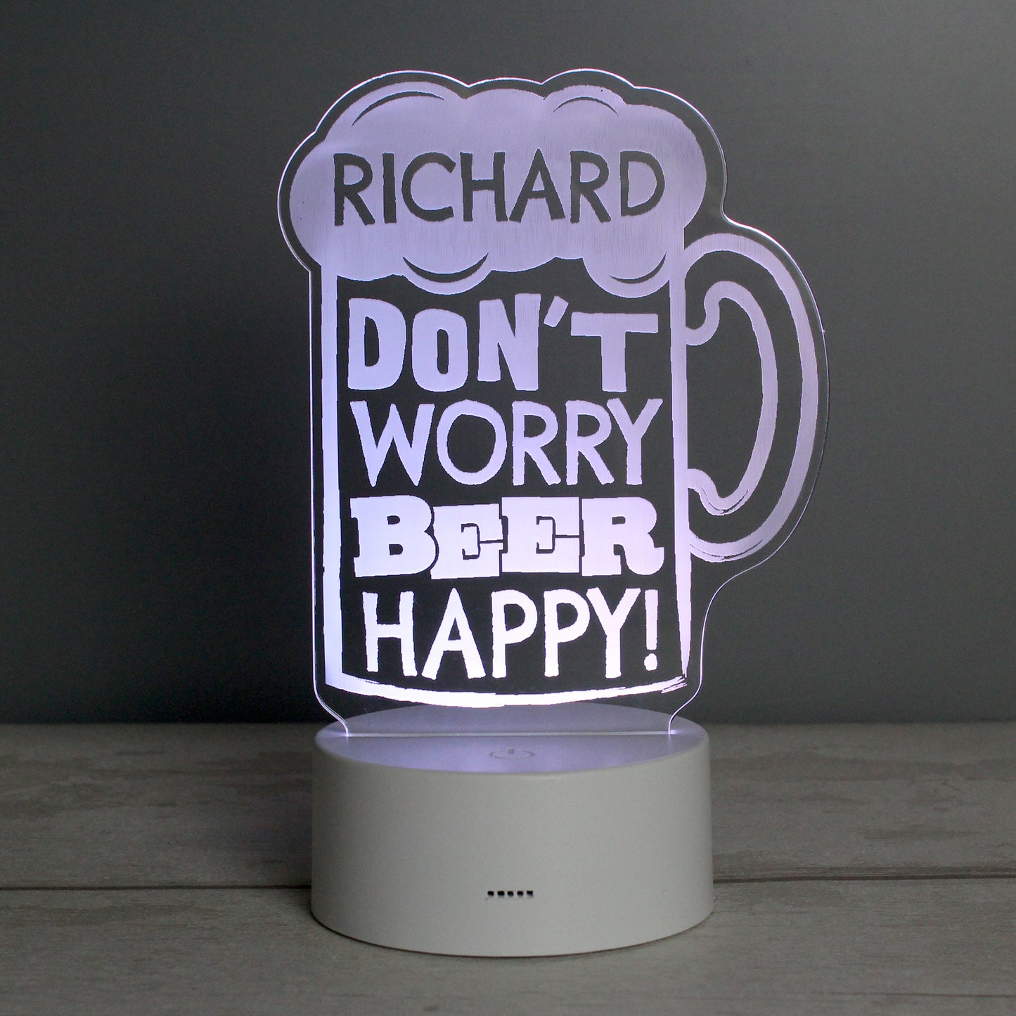 Personalised ""Beer Happy"" LED Colour Changing Light