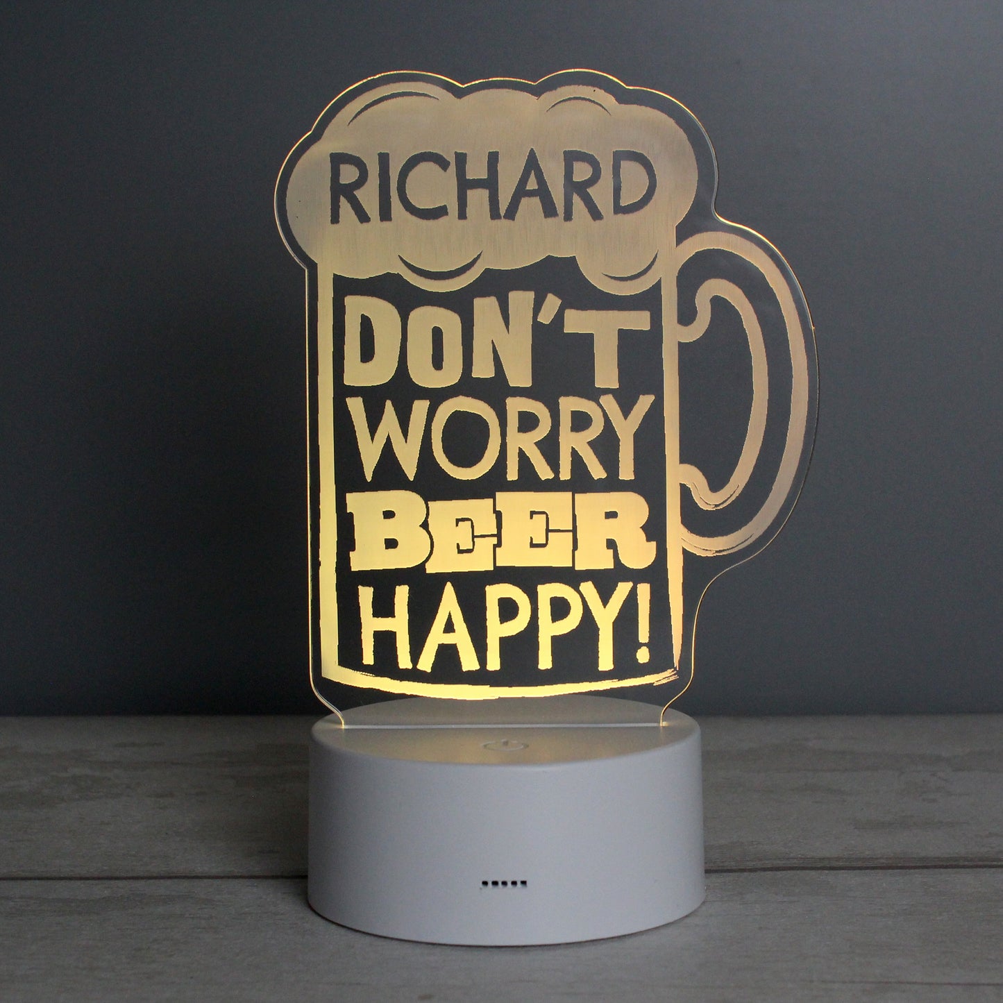 Personalised ""Beer Happy"" LED Colour Changing Light