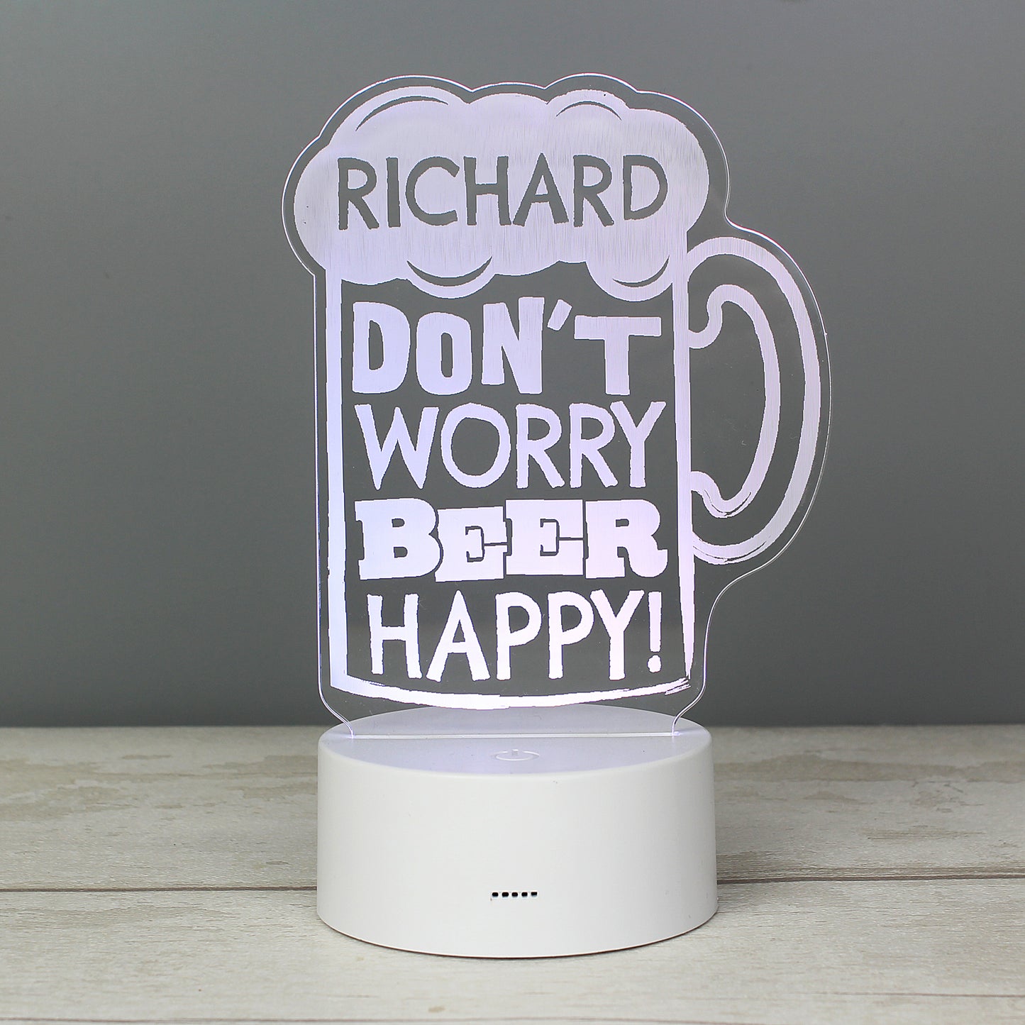 Personalised ""Beer Happy"" LED Colour Changing Light