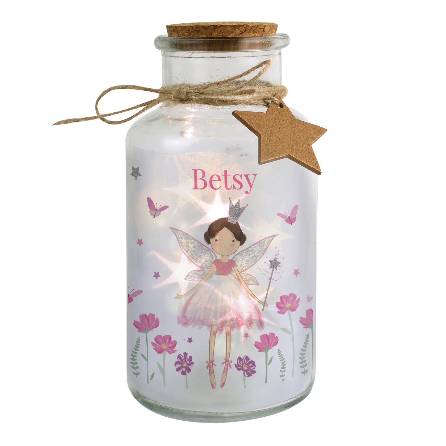 Personalised Fairy Princess LED Glass Jar