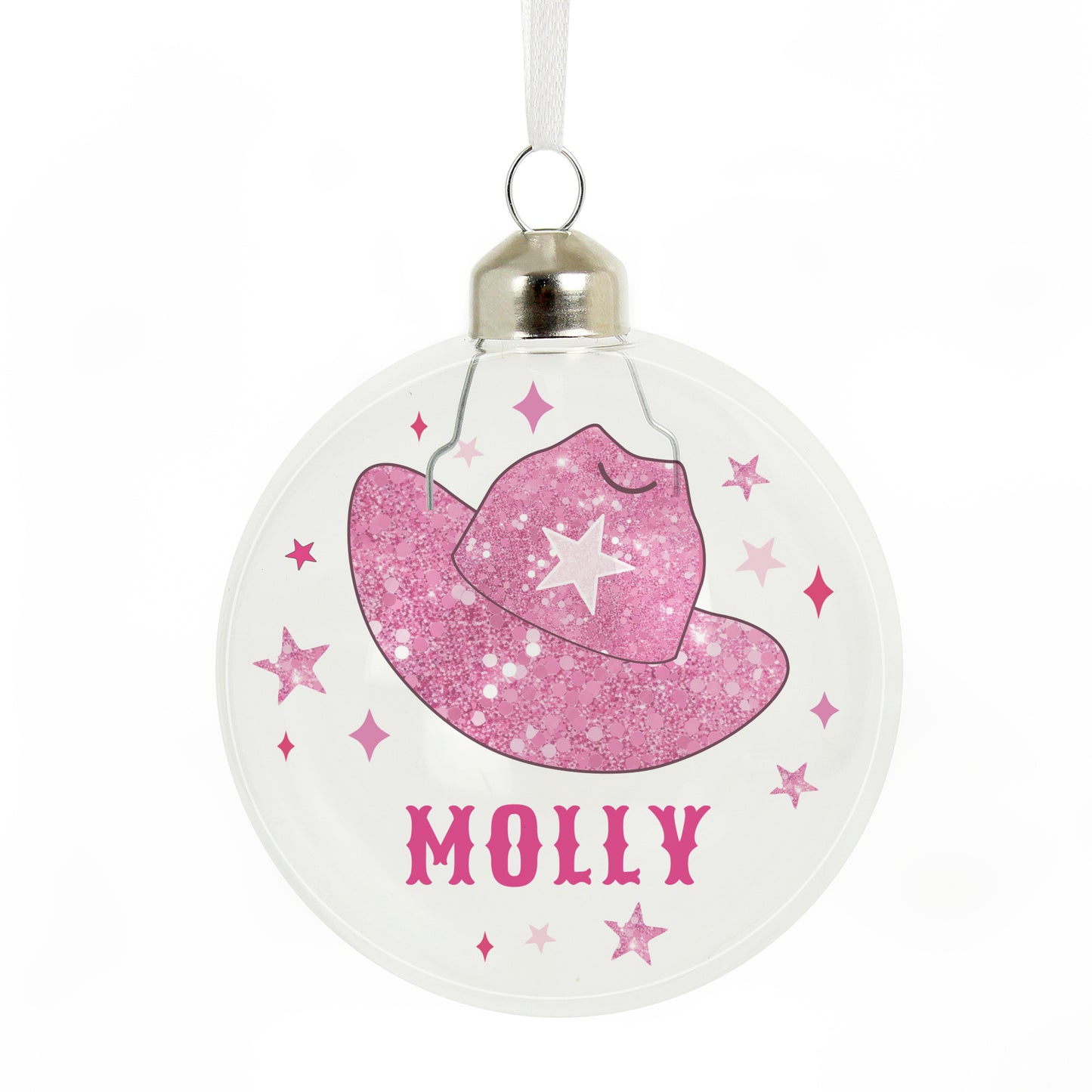 Personalised Cowgirl Hat Christmas Bauble