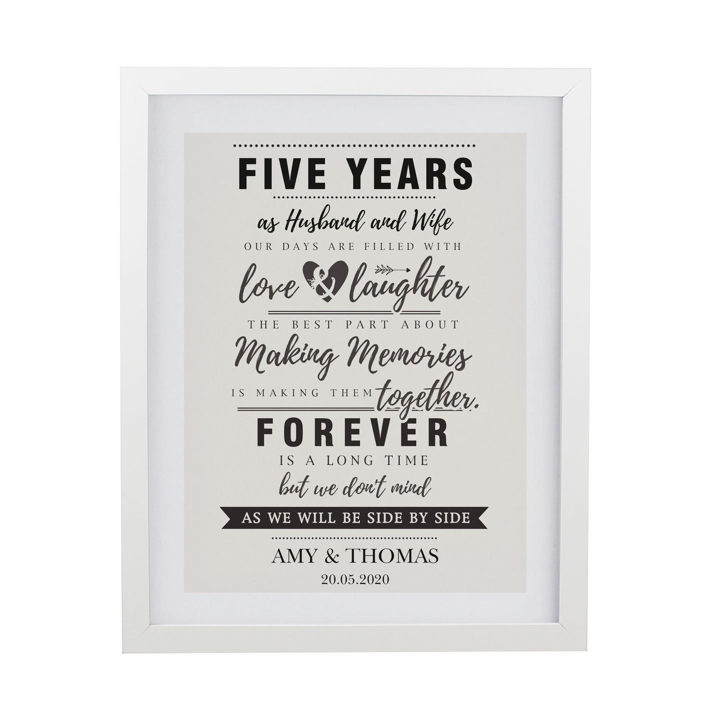 Personalised Anniversary White Poster Frane