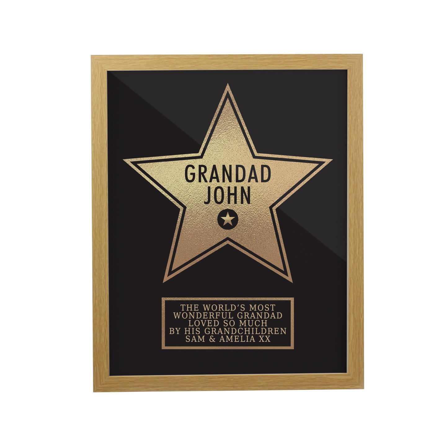 Personalised Star Award Oak Poster Frame