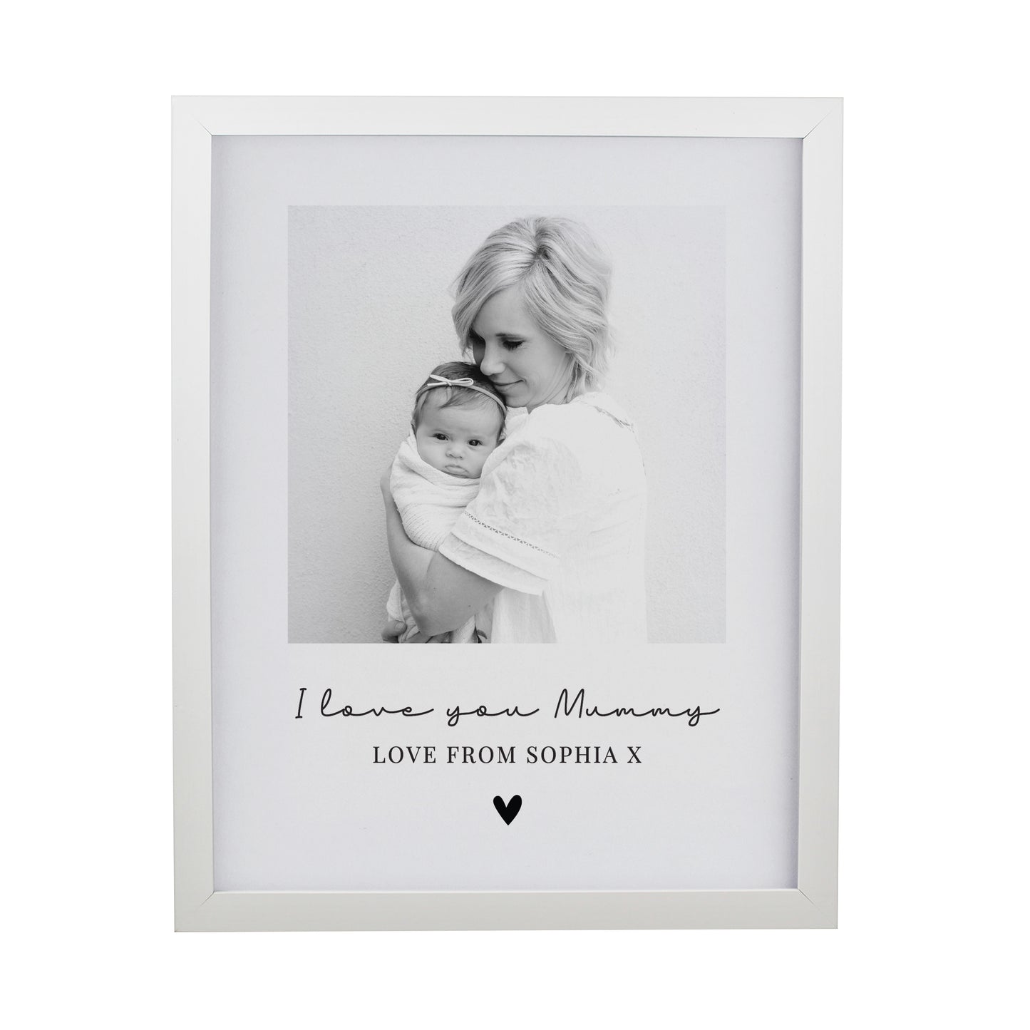Personalised Heart Photo Upload White Poster Frame
