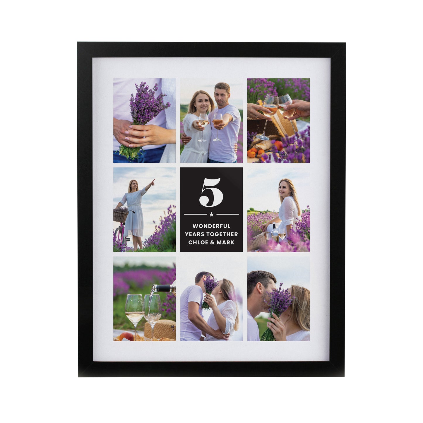 Personalised Big Number Multi Photo Upload Black Poster Frame
