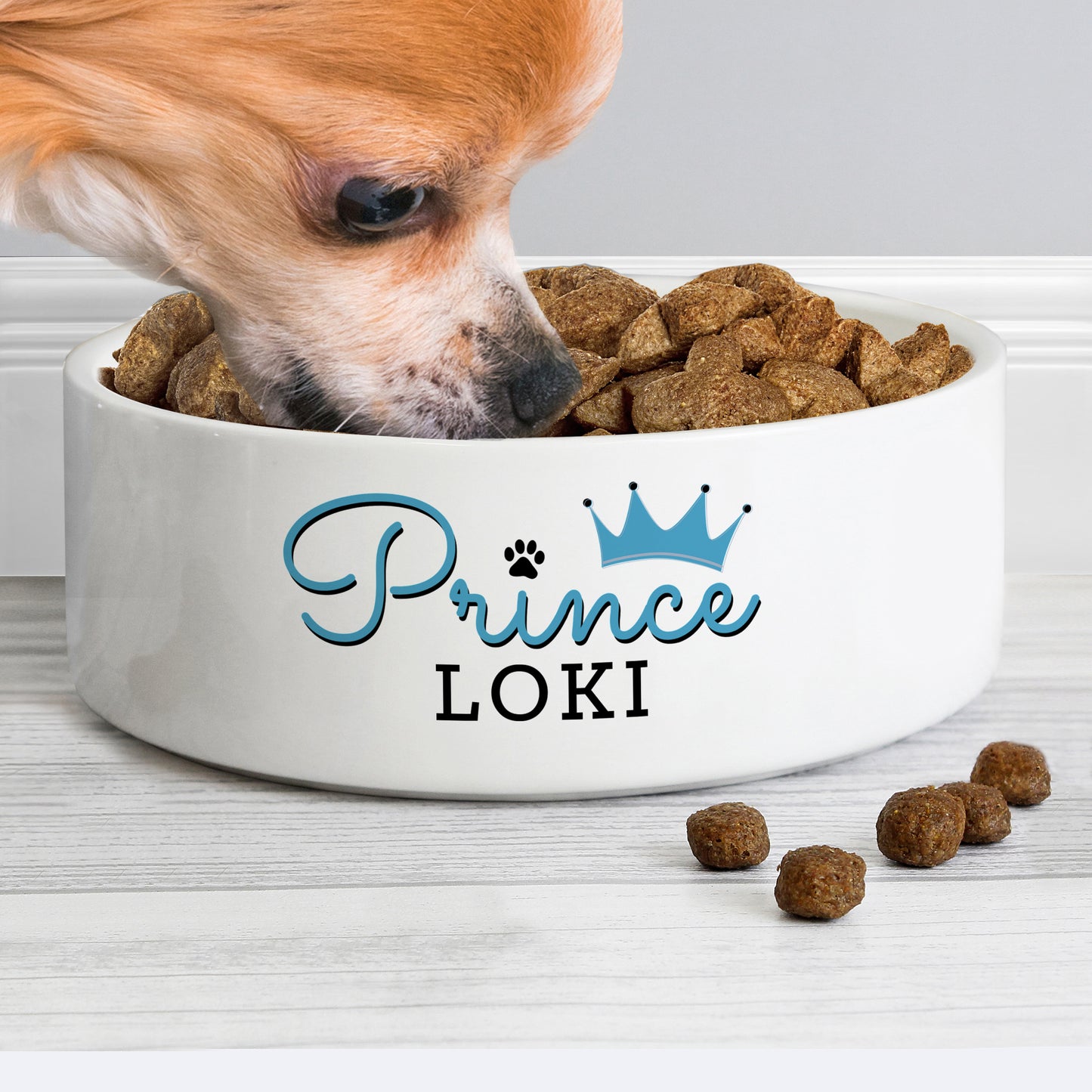 Personalised Princess 15cm Medium Ceramic White Pet Bowl