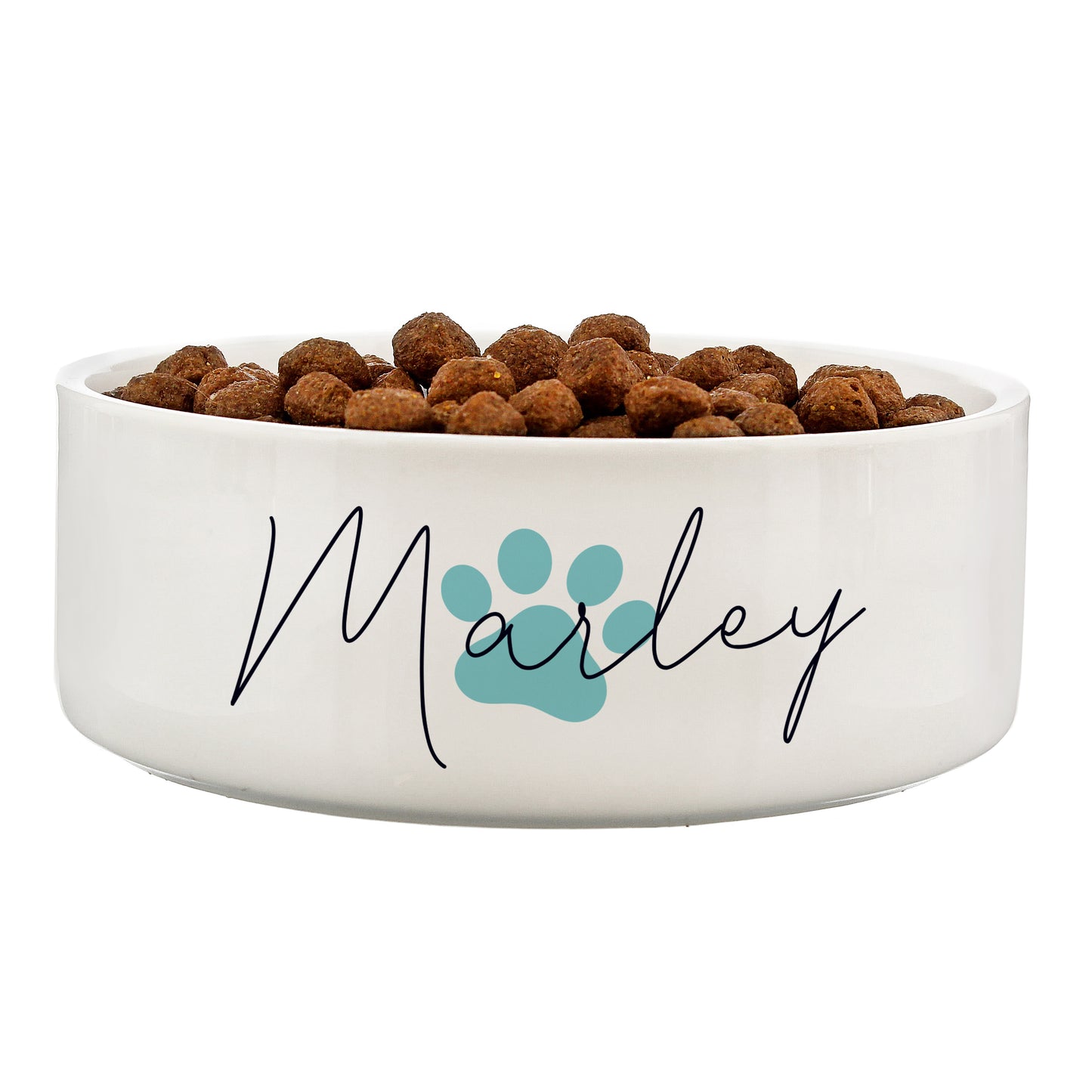 Personalised Blue Paw Print Name 15cm Medium Pet Bowl