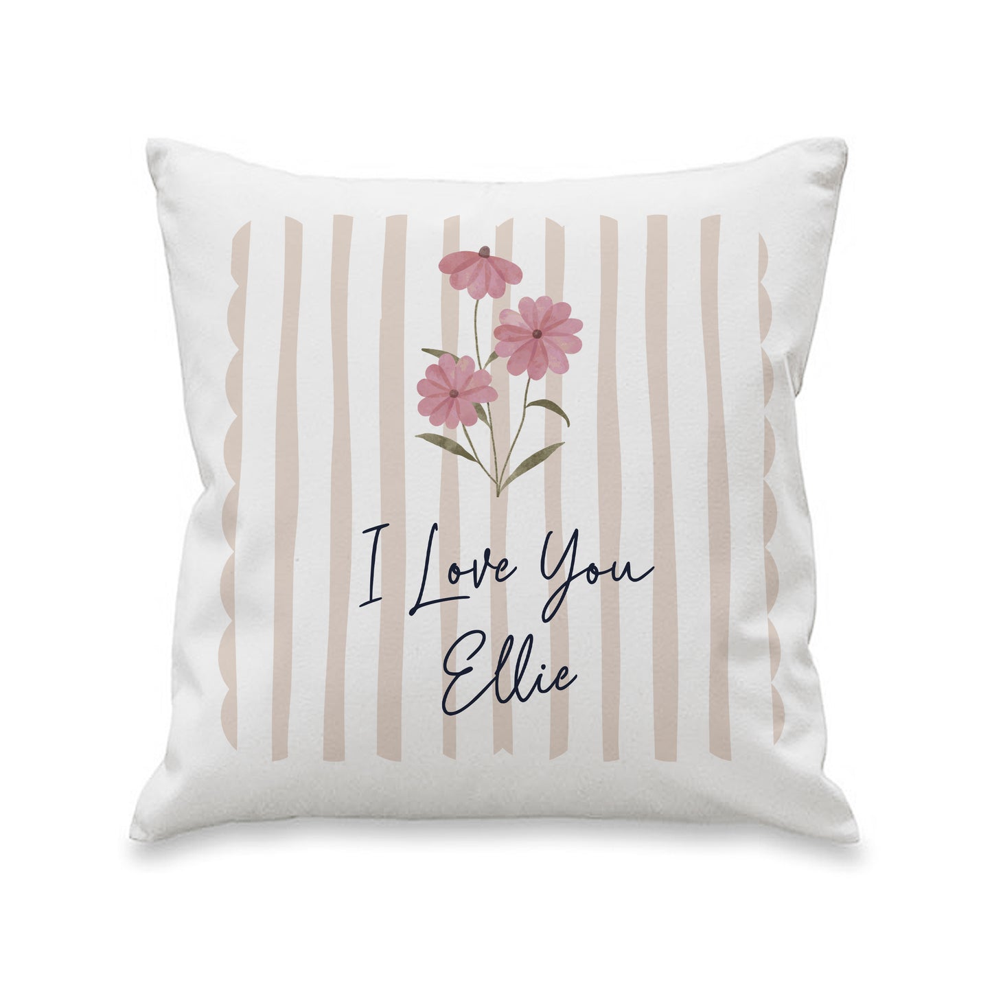 Personalised Floral Stripe Cushion
