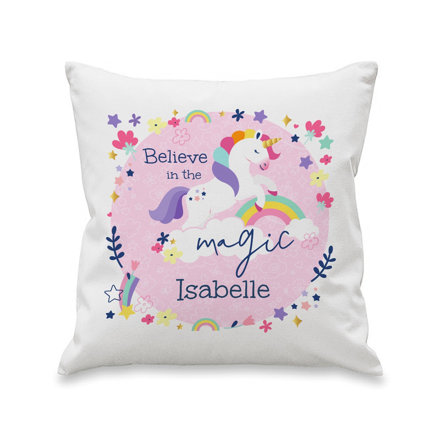 Personalised Pink Unicorn Cushion
