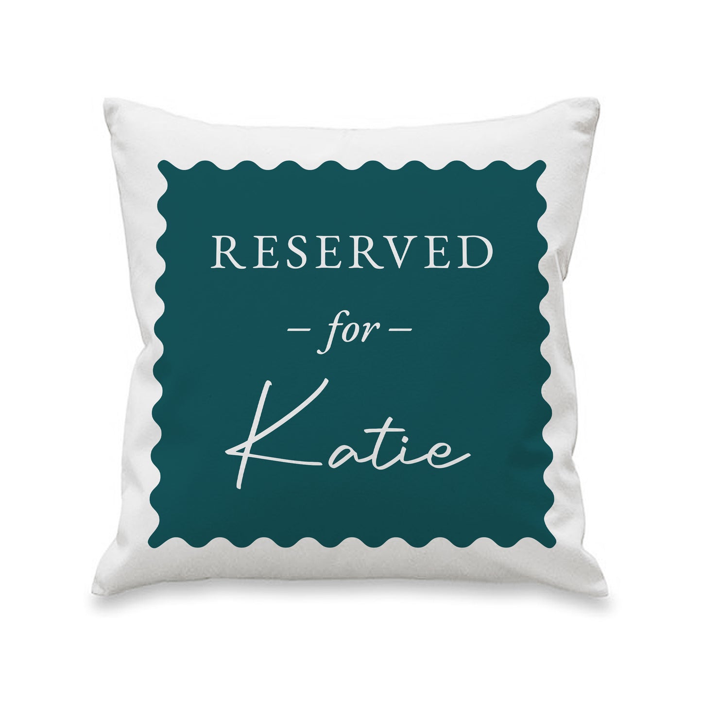 Personalised Deep Teal Reserved For Cushion
