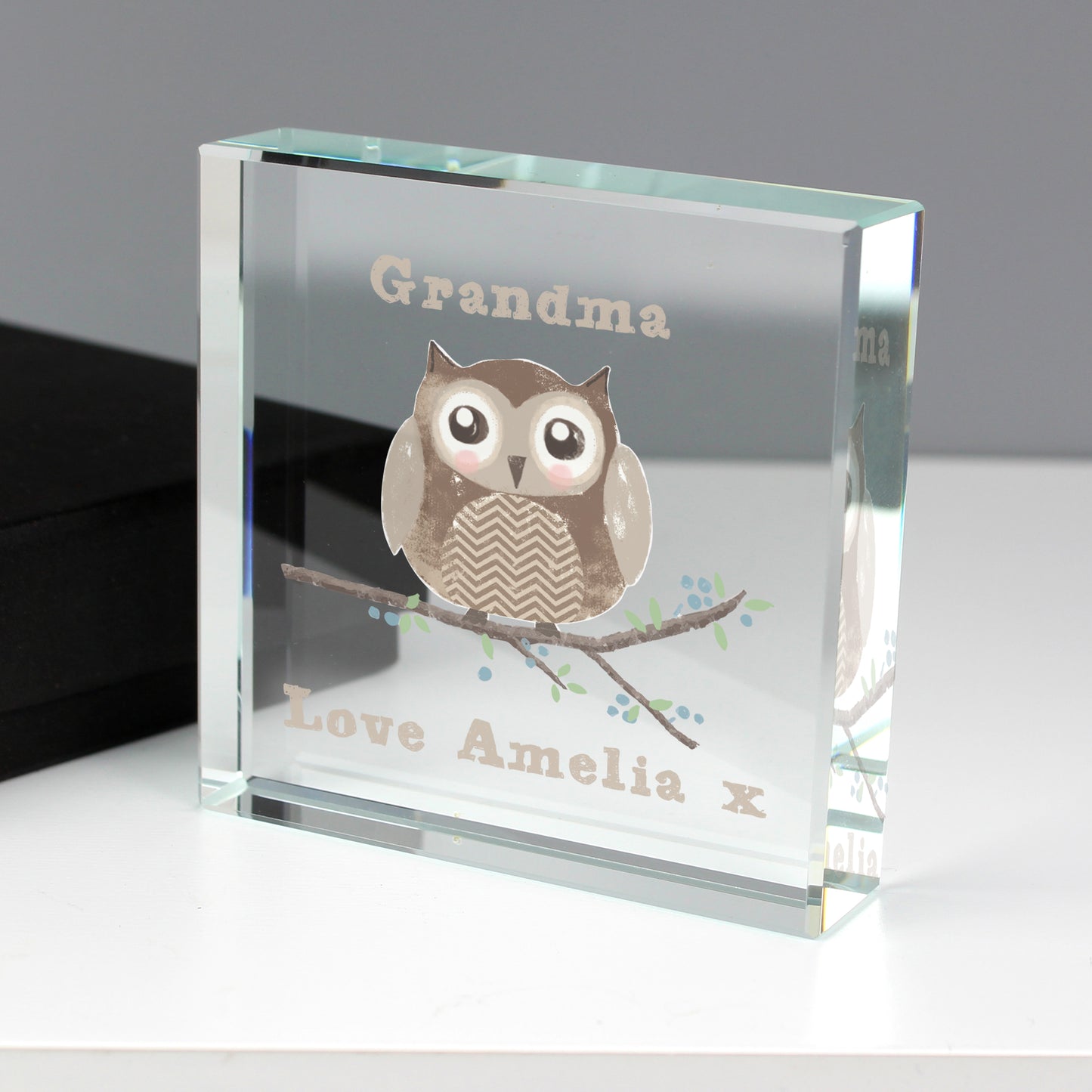 Personalised Woodland Owl Crystal Token