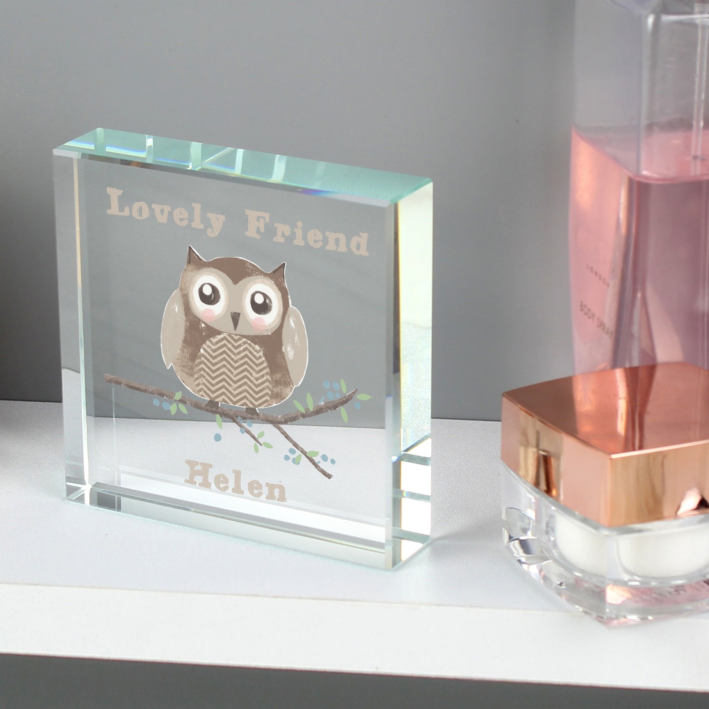 Personalised Woodland Owl Crystal Token