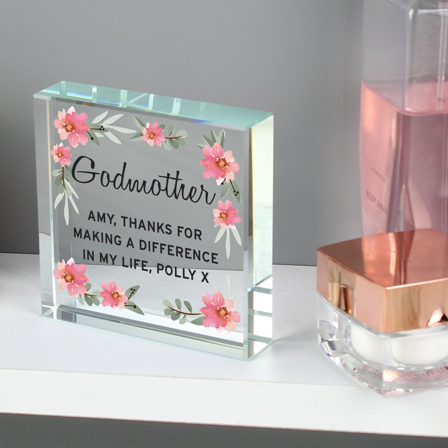 Personalised Floral Sentimental Crystal Token