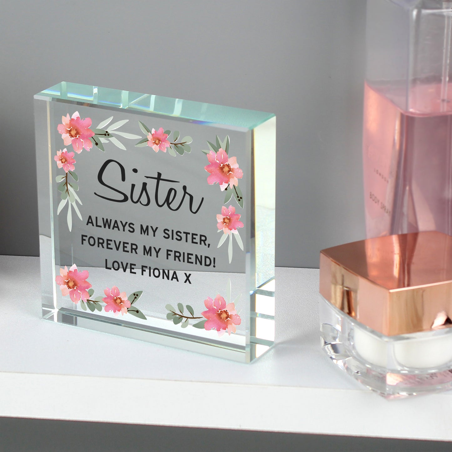 Personalised Floral Sentimental Crystal Token