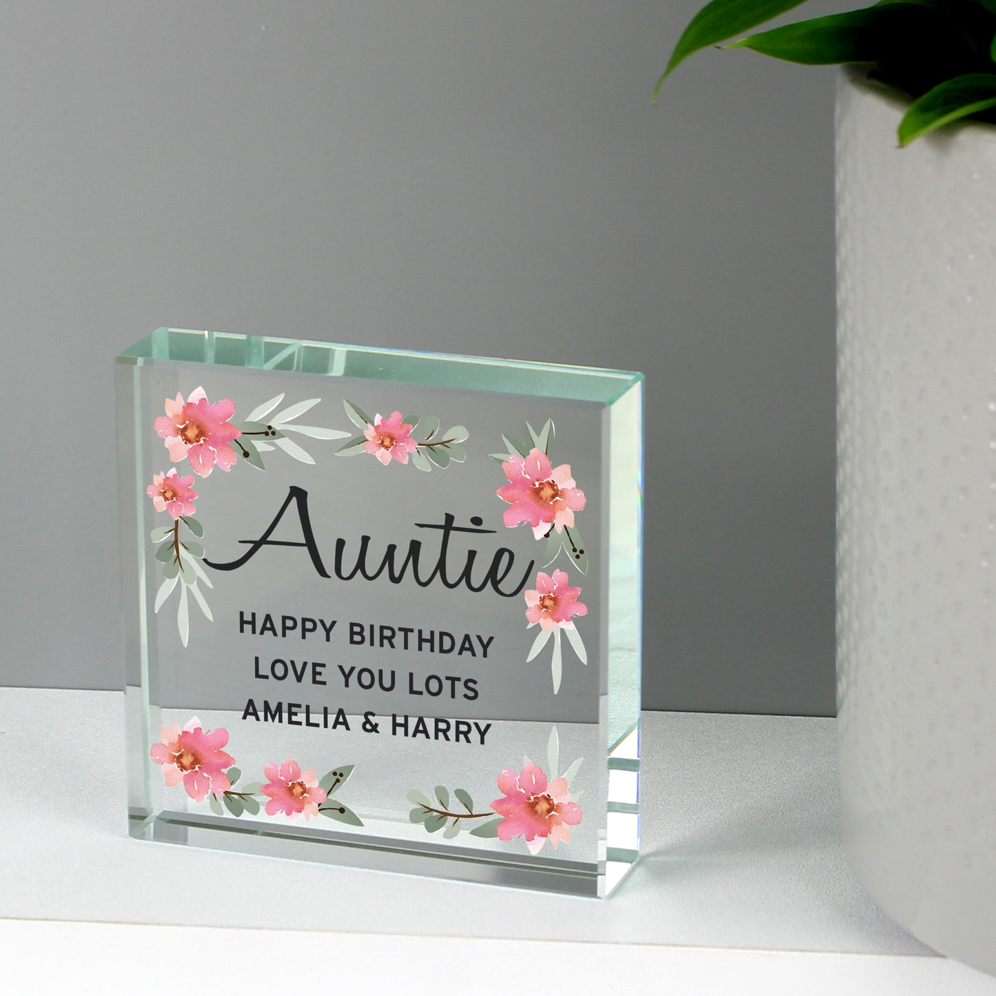 Personalised Floral Sentimental Crystal Token